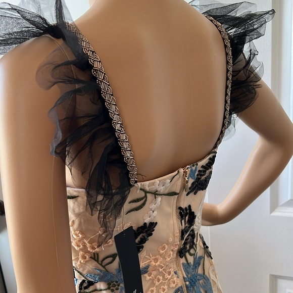NWT Lulu’s formal beaded sequin evening dress S cream embroidered overlay sexy - Picture 11 of 15